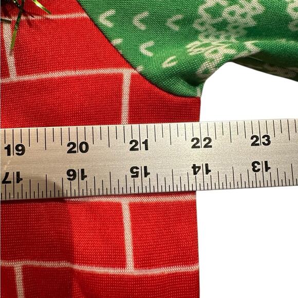 Dec.25th Ugly Christmas Pajama Red Fireplace with Stockings and Tinsel Back Zip - Picture 8 of 11